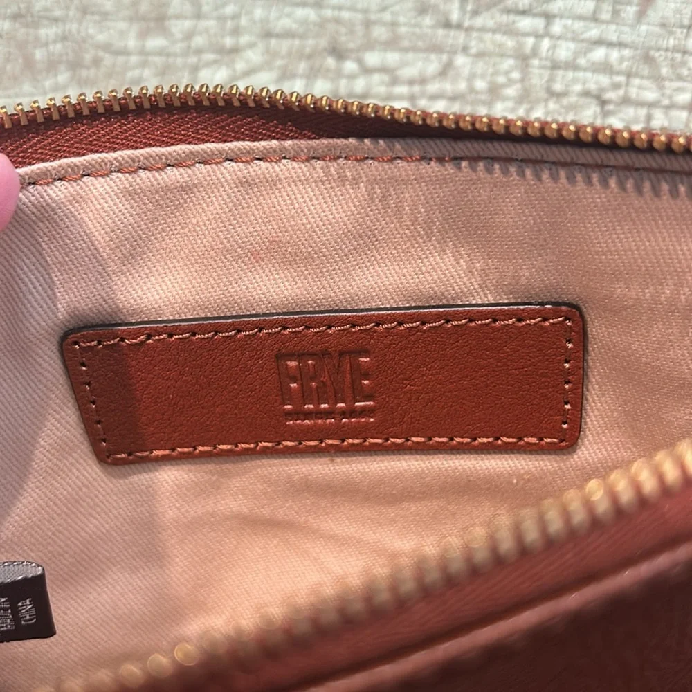 Frye Cognac Leather Wristlet Clutch